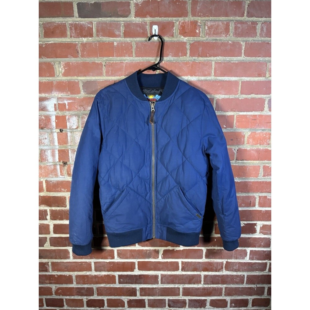 Eddie Bauer 1936 Skyliner Model Quilted Down Bomber Jacket Navy Blue Mens Small